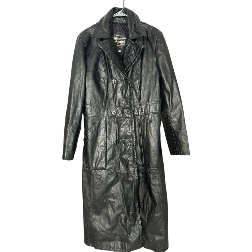 The Tannery Black Leather Trench Coat.20 T